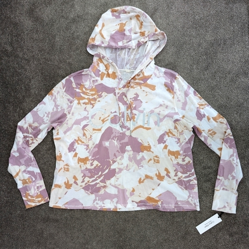 Calvin Klein Performance tie dye thin cotton hoodie women's Medium BNWT